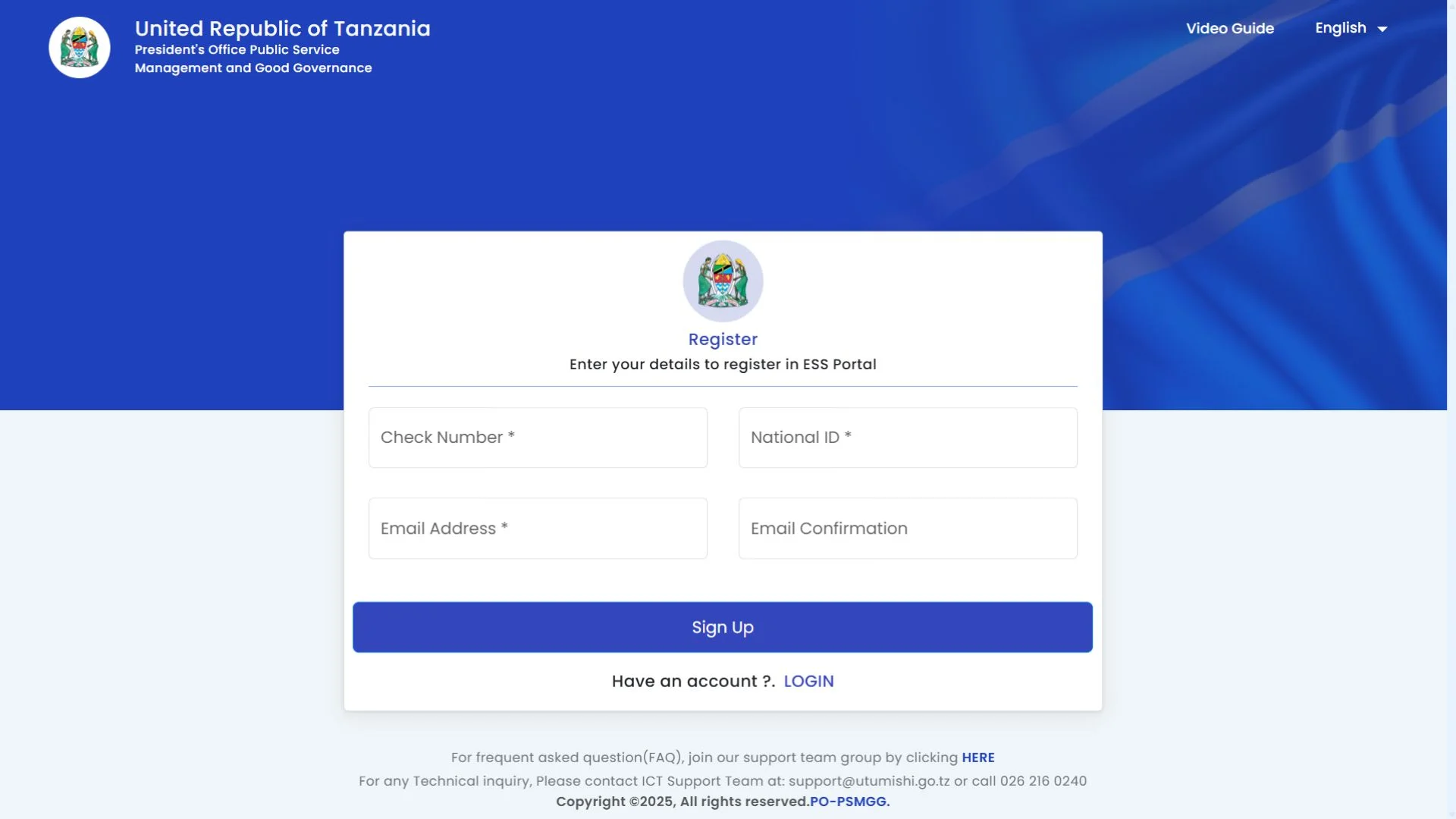 ess utumishi go tz sign up